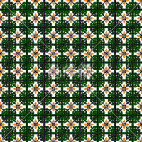 グリーンの紋様調パターンタイル(4)模様