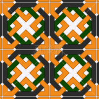 黄と緑の格子調パターンタイル(1)模様