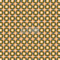 黄と緑の格子調パターンタイル(6)模様