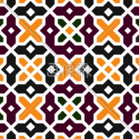 紫と黄の十字調のパターンタイル(1)模様