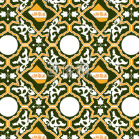 オレンジと黄のアラビア調のパターンタイル(1)模様