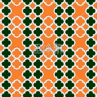 オレンジ地と緑のパターン(3)模様