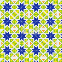 黄緑地の花折り紙風のパターンタイル模様