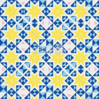 水色地の花折り紙風のパターンタイル模様