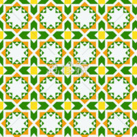 緑地のひまわり風のパターンタイル模様