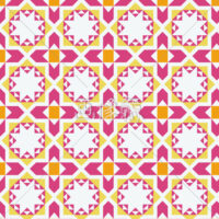 ピンク地のひまわり風のパターンタイル模様