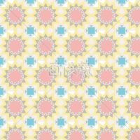 ピンクの四角とひまわりのパターン模様