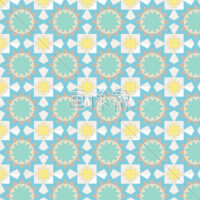 黄緑の四角とひまわりのパターン模様