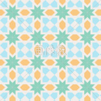 緑の星と花のパターン模様