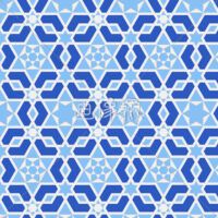 青の六角形パッチワークパターン模様