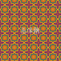 オレンジの幾何学調のパターンタイル模様