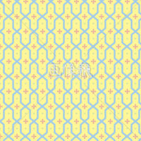 黄地のアラベスク調のパターンタイル模様