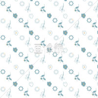 青ベース多種の花柄のパターン模様