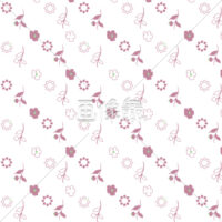 赤ベース多種の花柄のパターン模様