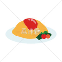 オムライスとサラダセットのイラスト素材