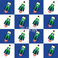 ロケット鉛筆のシームレス模様素材(1)