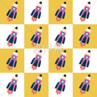 ロケット鉛筆のシームレス模様素材(2)