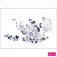 アート調のブルーフラワーのイラスト(1)