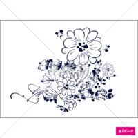 アート調のブルーフラワーのイラスト(2)