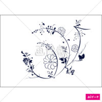 アート調のブルーフラワーのイラスト(3)