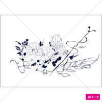 アート調のブルーフラワーのイラスト(4)