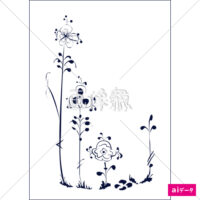 アート調のブルーフラワーのイラスト(5)