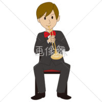 トランペットを吹いている男性の(2)イラスト