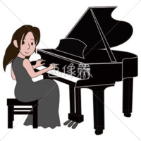 ピアノを弾いている女性のイラスト(2)