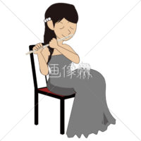 フルートを吹いている女性のイラスト