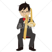 トロンボーンを吹いている男性のイラスト