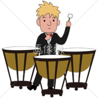 ティンパニーを叩いている男性の(1)イラスト