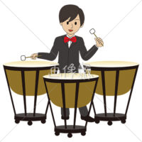 ティンパニーを叩いている男性の(2)イラスト