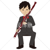 ファゴットを吹いている男性のイラスト