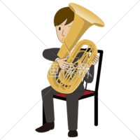 チューバを吹いている男性のイラスト