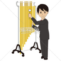 チューブラーベルを鳴らす男性のイラスト