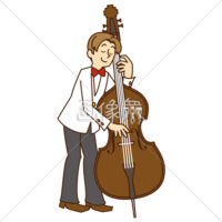 コントラバスを弾いている男性のイラスト