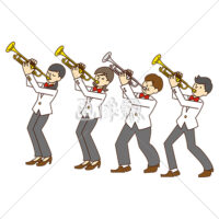 トランペットを吹いている人物のイラスト素材