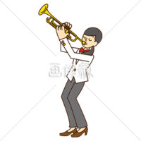 トランペットを吹いている女性(1)のイラスト素材