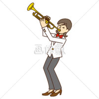 トランペットを吹いている女性(2)のイラスト素材