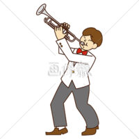 トランペットを吹いている男性(1)のイラスト素材