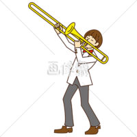 トロンボーンを吹いている男性(1)のイラスト素材