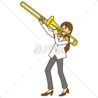 トロンボーンを吹いている男性(2)のイラスト素材