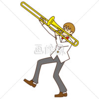 トロンボーンを吹いている女性(2)のイラスト素材