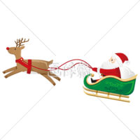 プレゼントを運ぶサンタとトナカイ