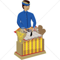 ガムランの代表的な楽器ジュブラグを演奏する男の人(2)