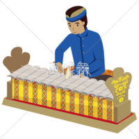 ガムランの代表的な楽器を演奏する男の人(1)