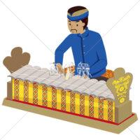 ガムランの代表的な楽器を演奏する男の人(2)