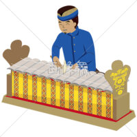 ガムランの代表的な楽器を演奏する男の人(3)