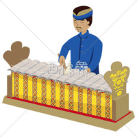 ガムランの代表的な楽器を演奏する男の人(5)