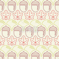 どんぐりと紅葉の柄シームレス模様素材(1)